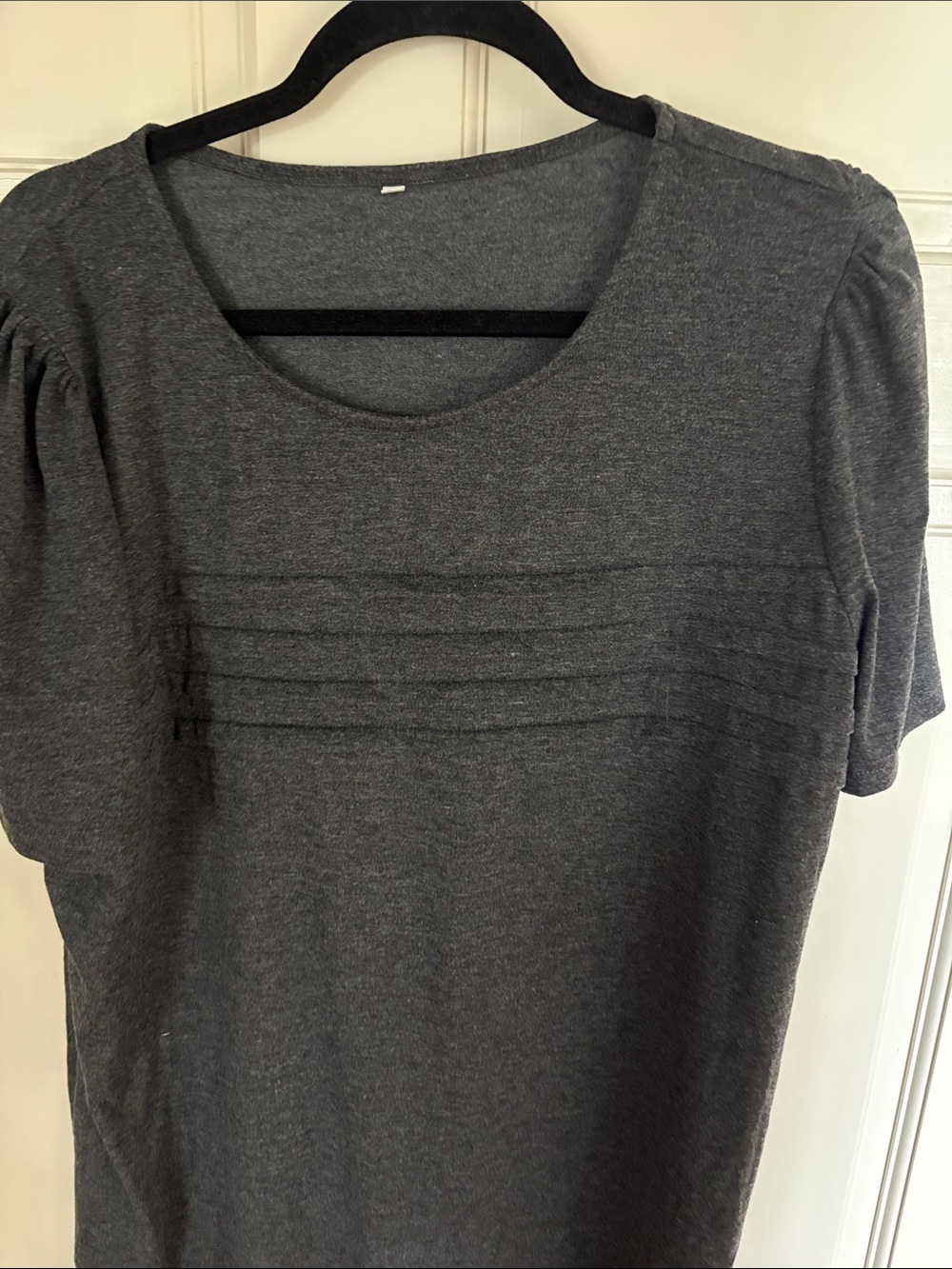 Women’s Crew Neck Pintuck Top - Charcoal Gray NWOT